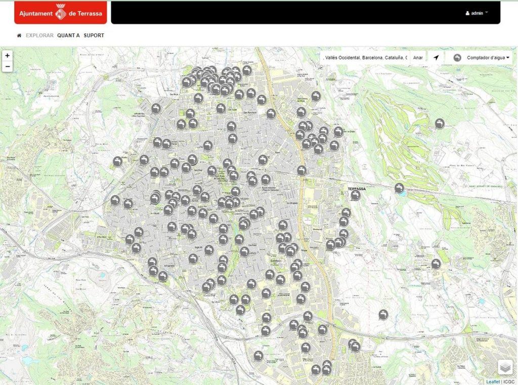 Sentilo map viewer of the sensors installed in Terrassa